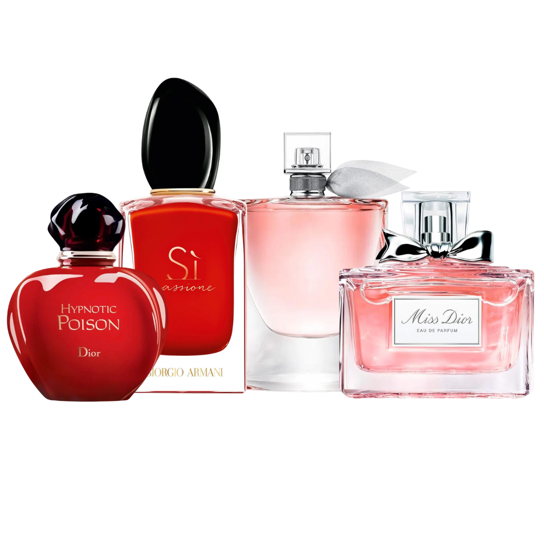 4 Parfums - Miss Dior, HYPNOTIC POISON, SÌ Passione, La Vie Est Belle (ACHETEZ 2, RECEVEZ-EN 4)