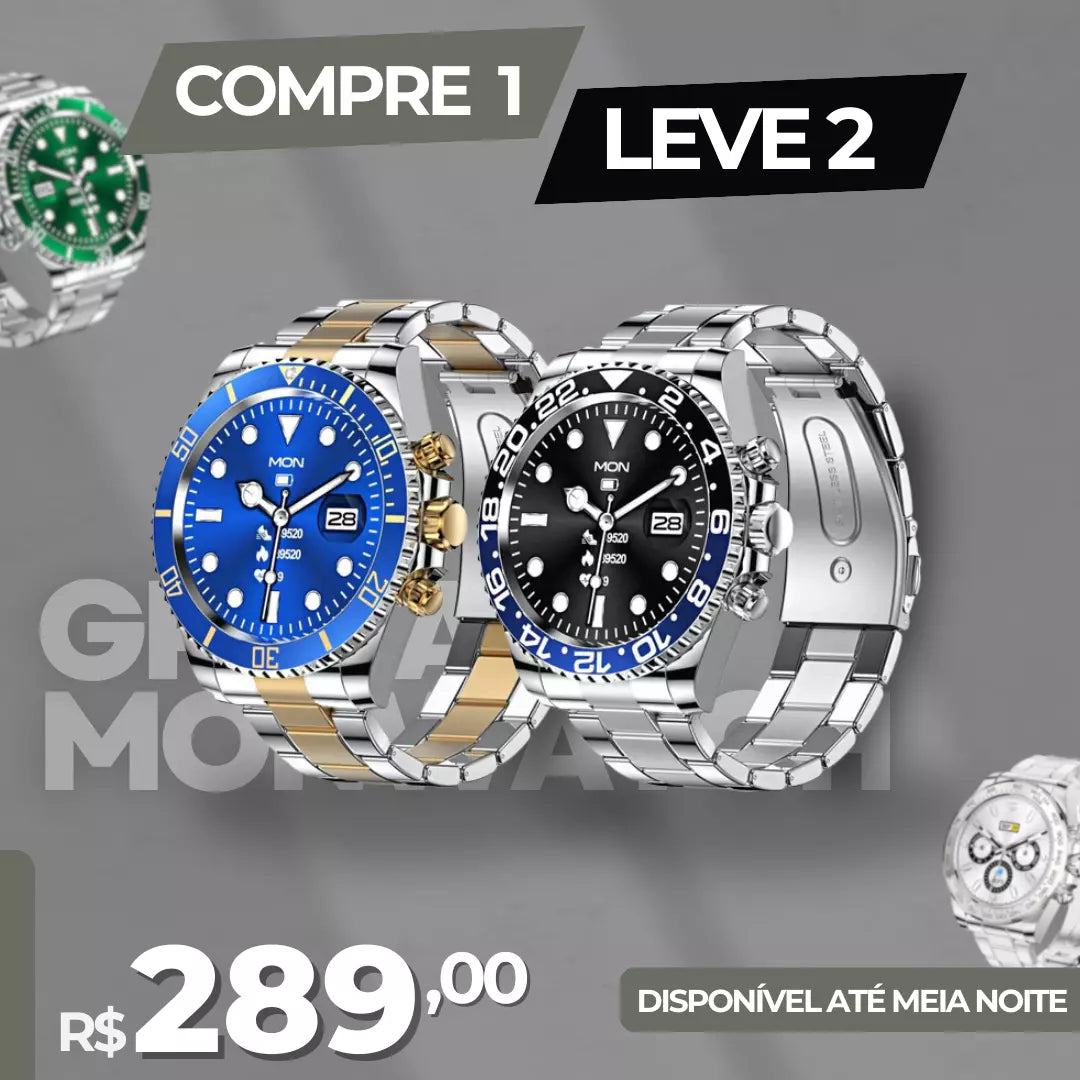 Relógio Greta MonWatch® - Mostrador Personalizável Com 40 Funções [COMPRE 1 LEVE 2]