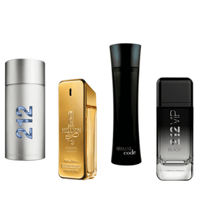 4 Parfums - 212 Vip Black, 212 Men NYC, Paco Rabanne One Million, Armani Code Homme (ACHETEZ 2, RECEVEZ-EN 4)